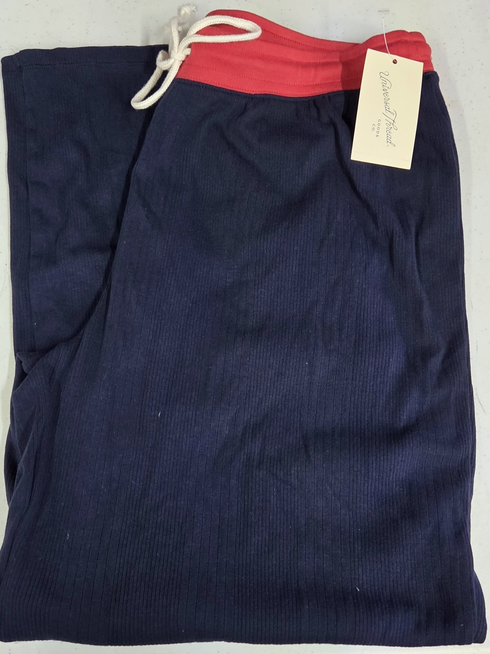 Universal Thread Navy Rib Knit Lounge Pants with Contrast Drawstring - Picture 2 of 2